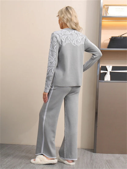 Vintage Knitted Two-Piece Suits with High Waist Pants