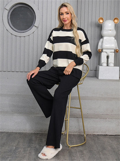 Chic 2-Piece Women’s Sweater Set with High Waist Trousers & Stylish Vest