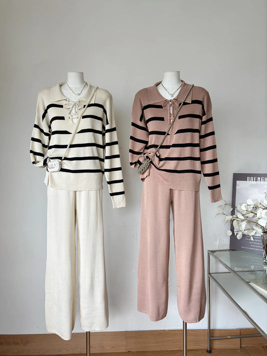 Elegant 2 Piece Sweater Set with Vintage Pants