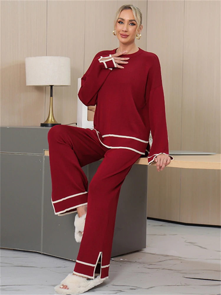 Women’s Vintage-Inspired Winter Sweater & Pants Set