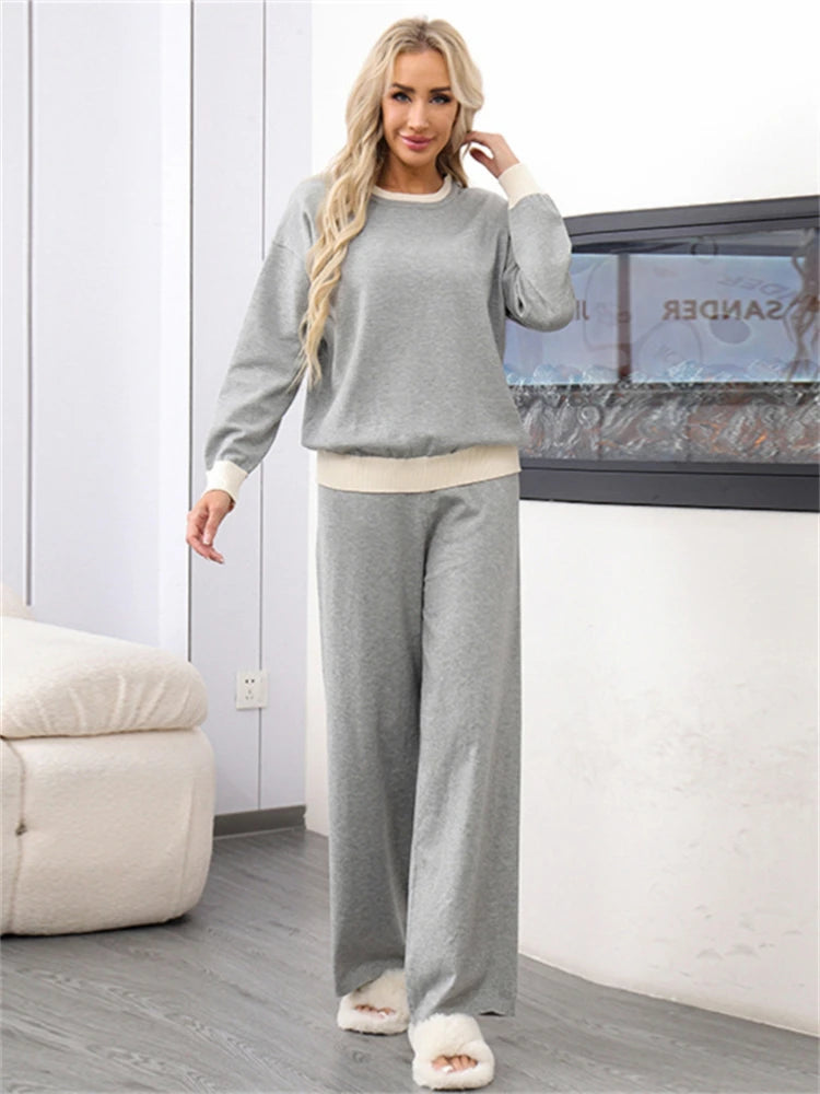 High Waist Vintage Knitted Sweater Set for Women