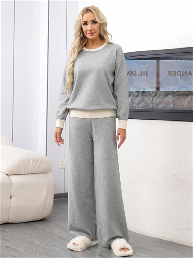 High Waist Vintage Knitted Sweater Set for Women